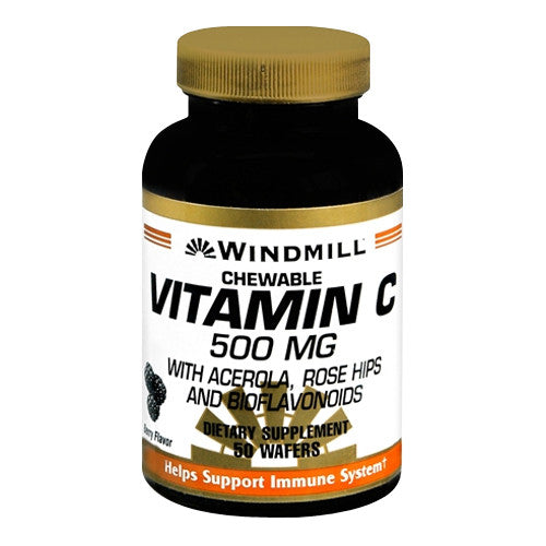Windmill Vitamin C 500 Mg Dietary Supplement Chewable Wafers With Acerola - 50 Ea